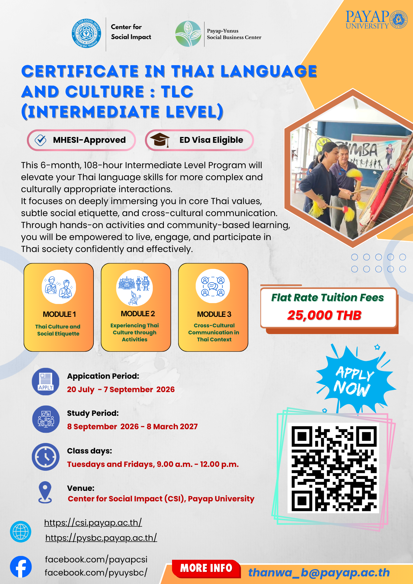 Certificate in Thai Language and Culture: TLC (Intermediate Level) - Program Poster